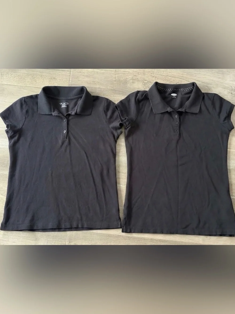 Lot of 2 Girls Black Short Sleeve School Uniform Polo Shirts Size XL (14)